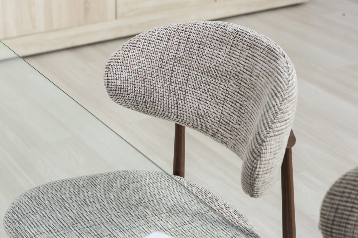 Paire de chaises rembourrées Moira en tissu avec pieds en métal effet bois - 3