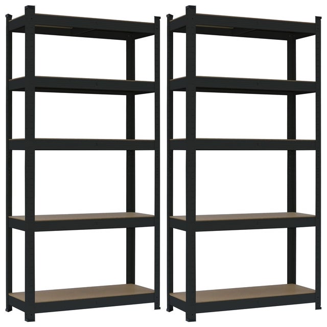 Scaffali metallici neri 150x75x30 cm Set da 2 pz