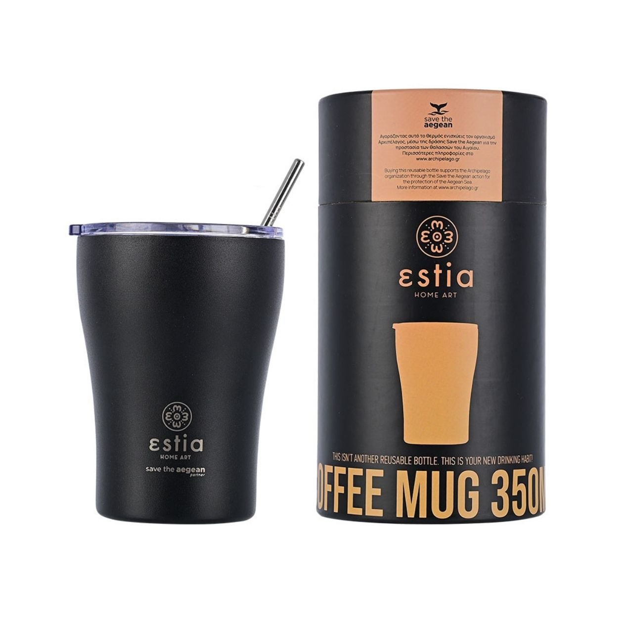 Kubek termiczny Midnight Black Estia stal nierdzewna czarny 350 ml 1 szt.