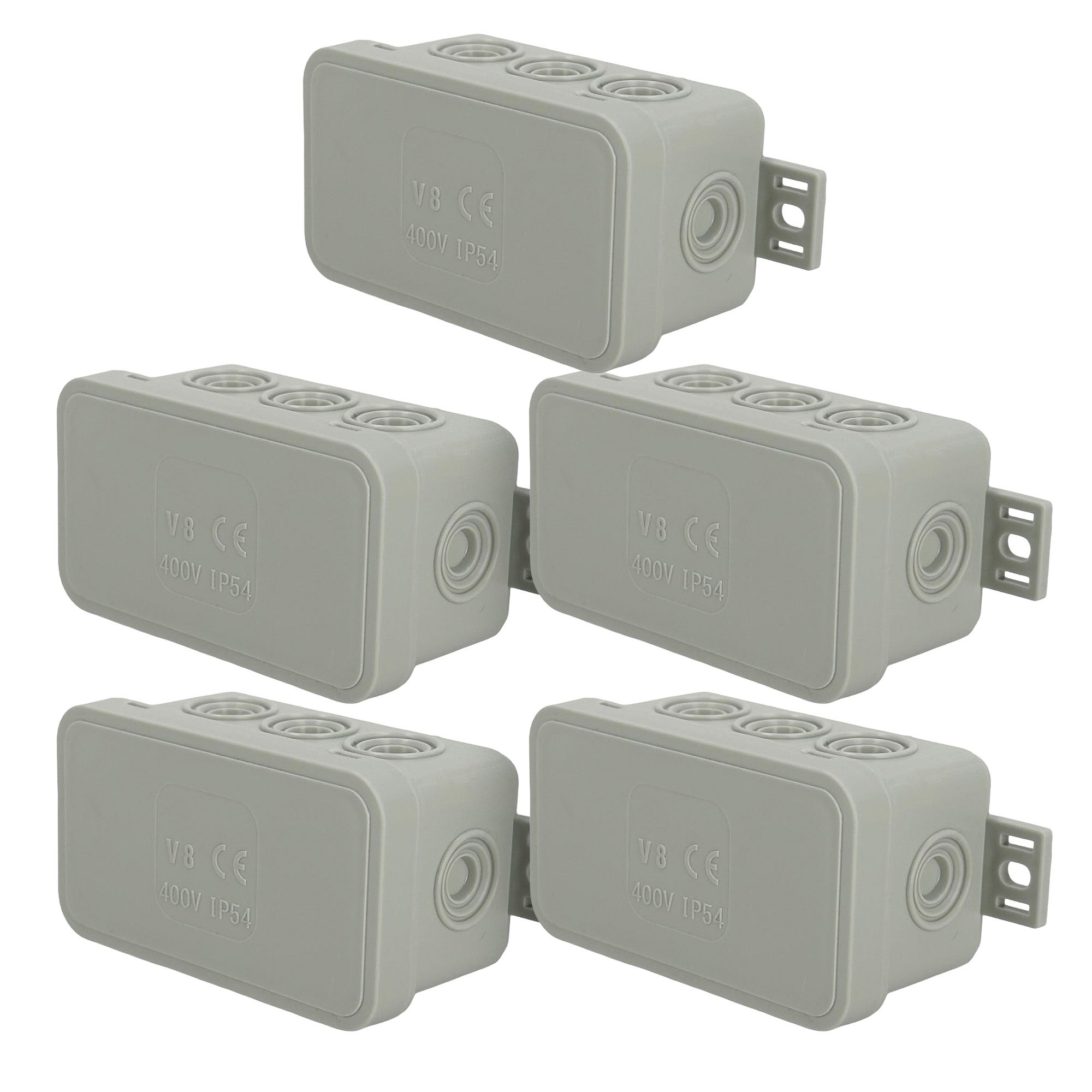 Puszka natynkowa hermetyczna elastyczna 80x45x41mm 12-wlotowa, zamknięcie "na klik" IP54 szara EDO 5 szt.