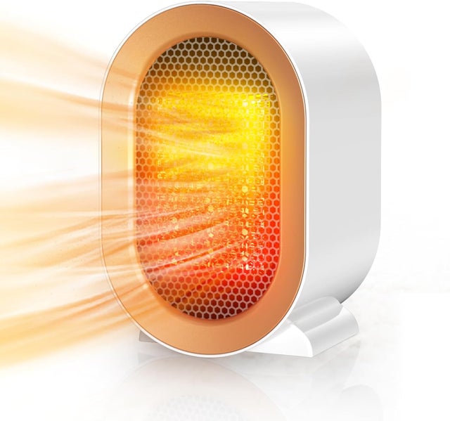 Blanc, radiateur d'appoint, radiateur électrique 800/1200 W, mini radiateur soufflant en céramique, protection contre la surchauffe et le basculement