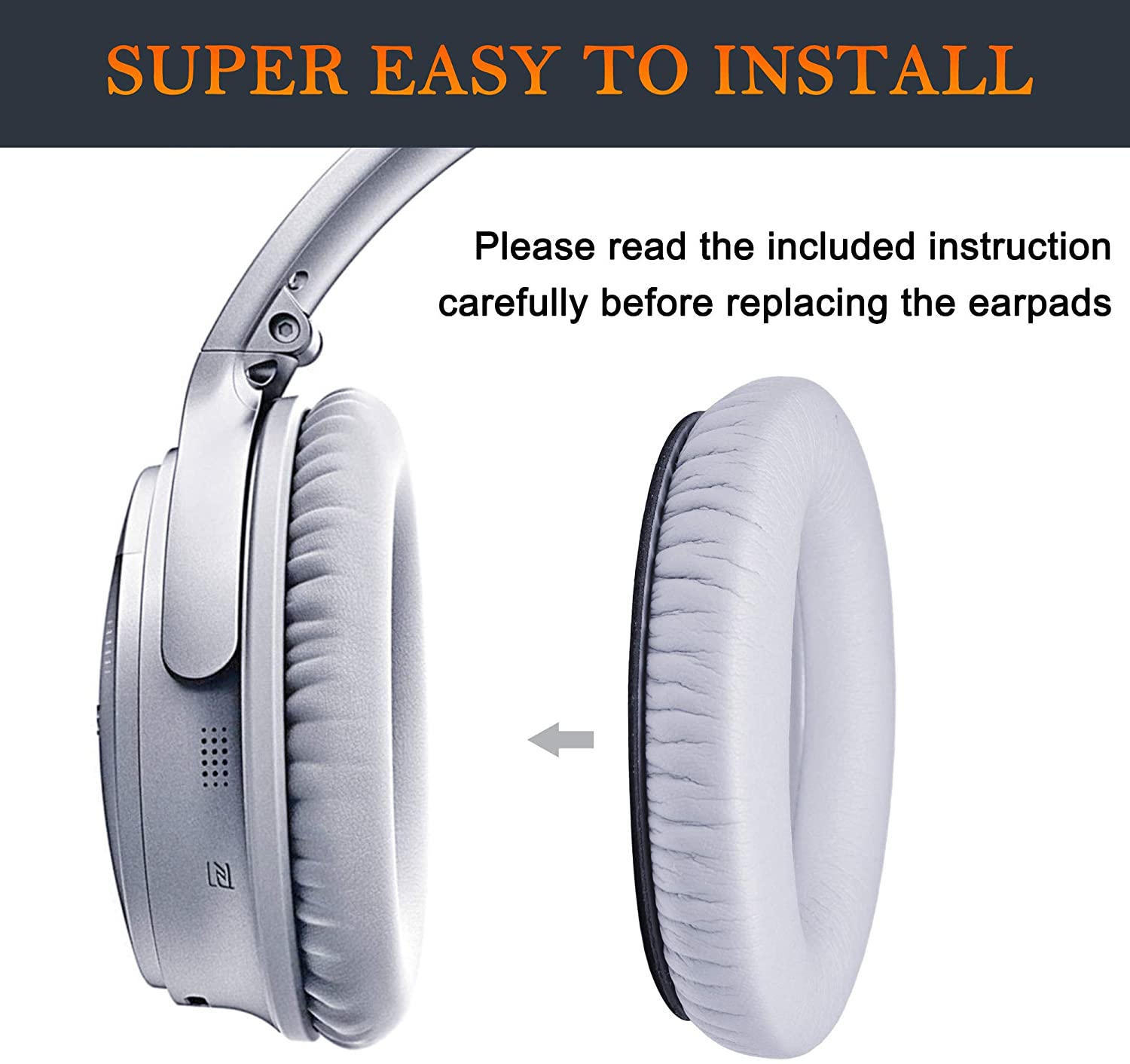 Coussinets pour Bose QC35 I/II, QC25, QC15, QC 2 AE 2, AE 2i, AE 2w, SoundTrue Grey - 3