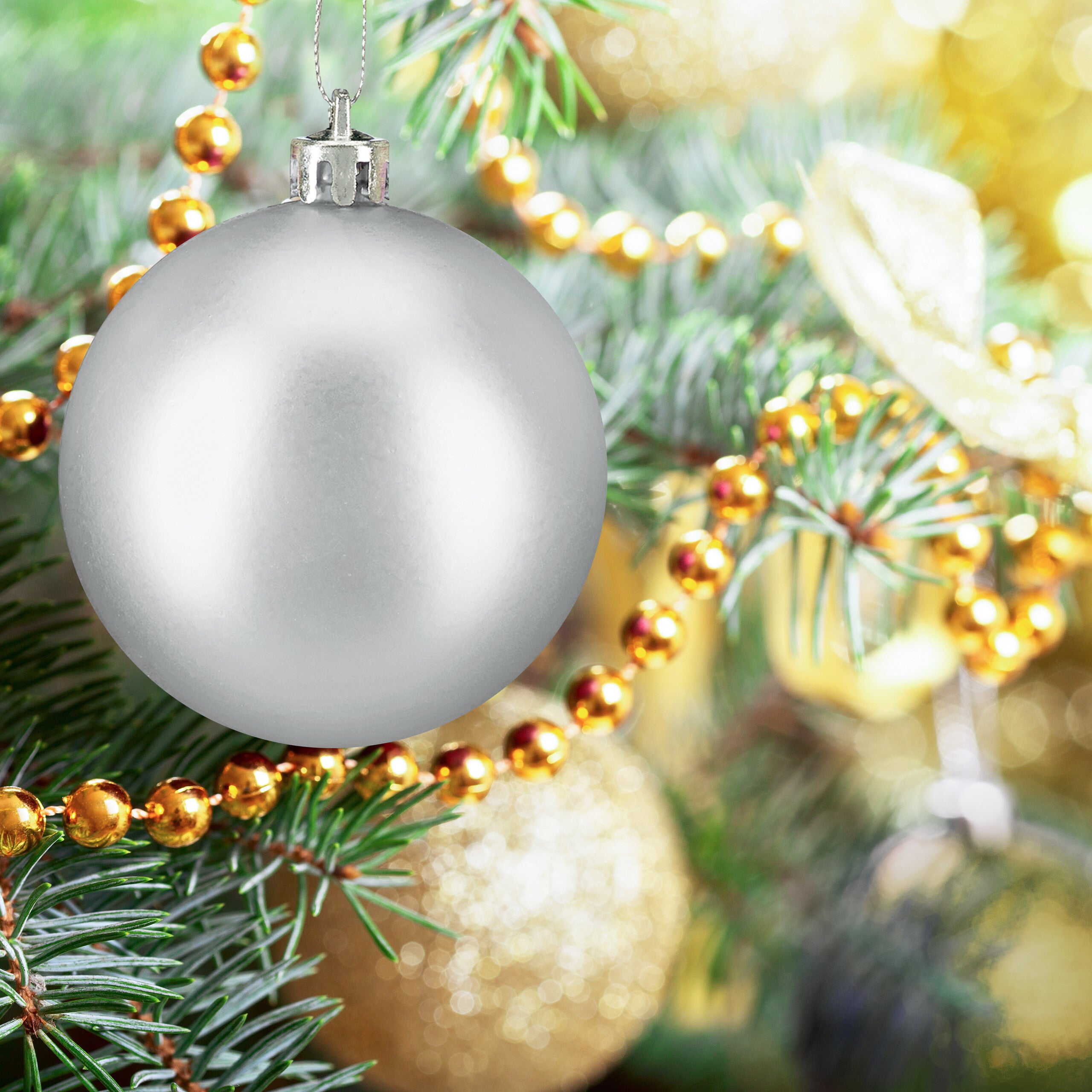 Lot De 50 Boules De Noël Argentées – 6 Cm – Déco Sapin Brillante Et Pailletée - 3