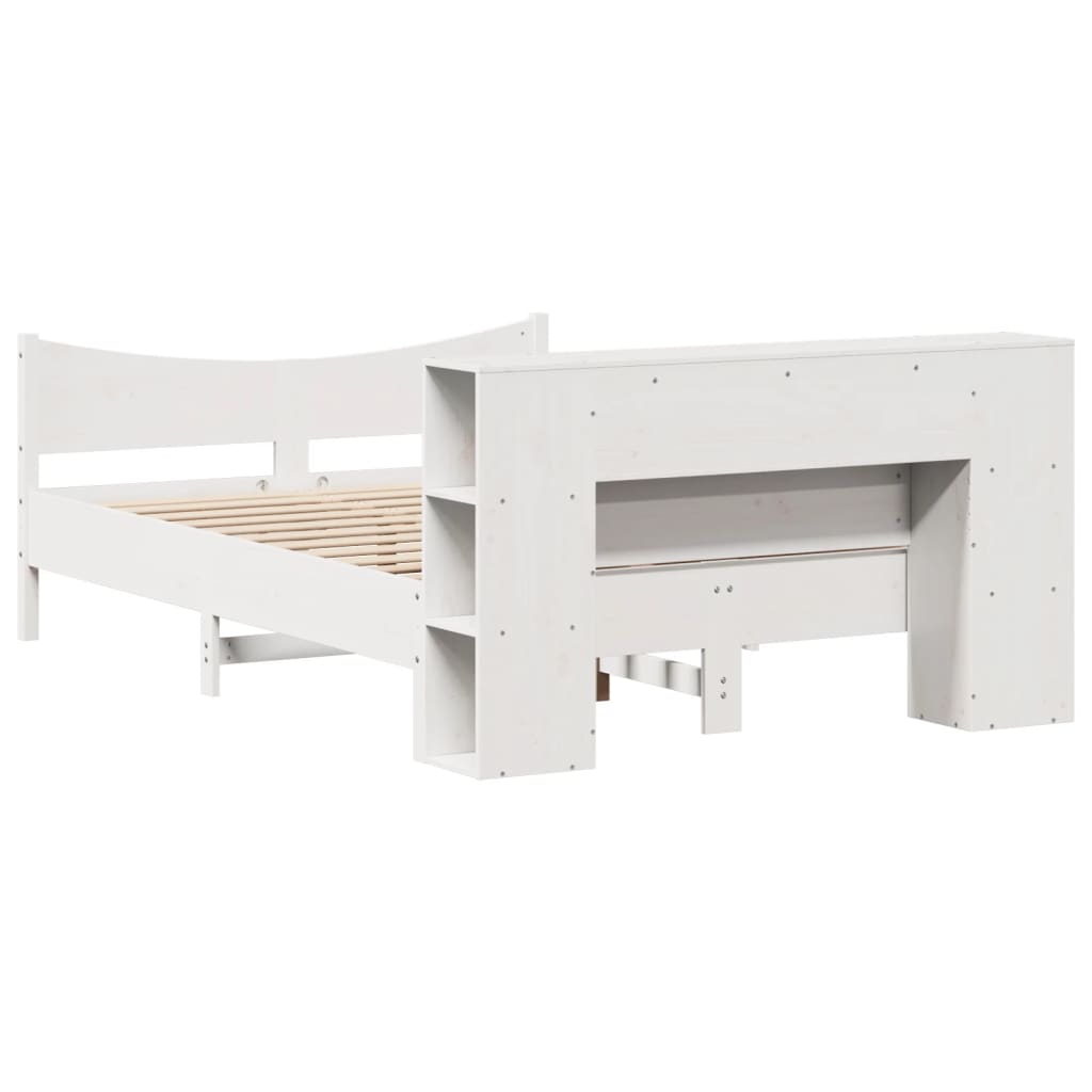 Cama casal | Cama de adulto | Cama sem colchão 140x200 cm madeira de pinho maciça branco CFW737197 - 8