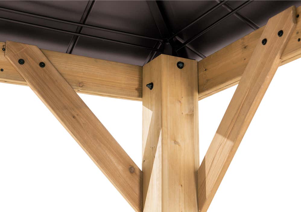 Pavillon de jardin Bruri Sunjoy, 3.9x3.4m dim. ext. (cas échéant incl. débord de toit) naturel, épaisseur paroi : 13,2m² superficie totale - 3