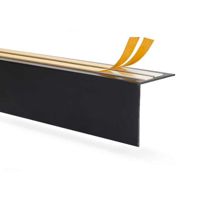 QUEST Cache-tringle à rideau en PVC 30x30mm, 2m, auto-adhésif, noir ...