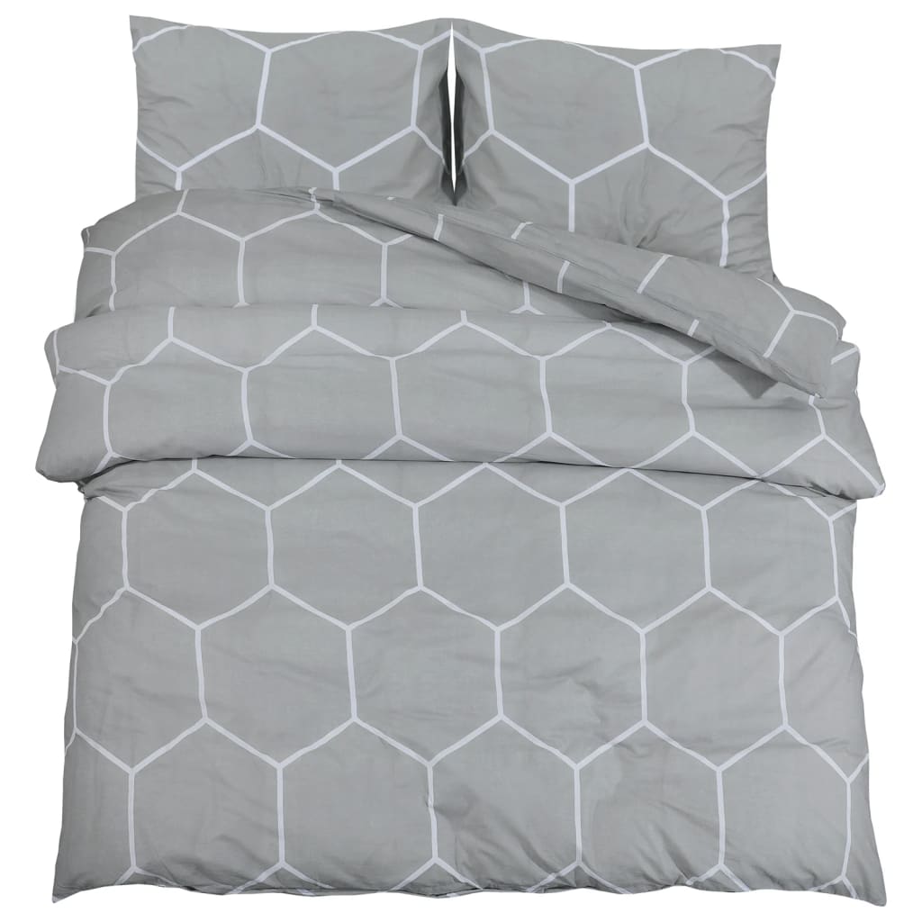 Ensemble de housse de couette Gris 240x220 cm Coton - 2