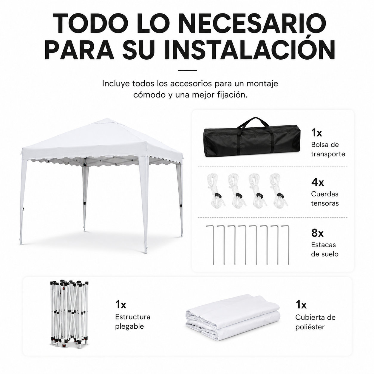 Carpa Impermeable 3x3 m Plegable - 6
