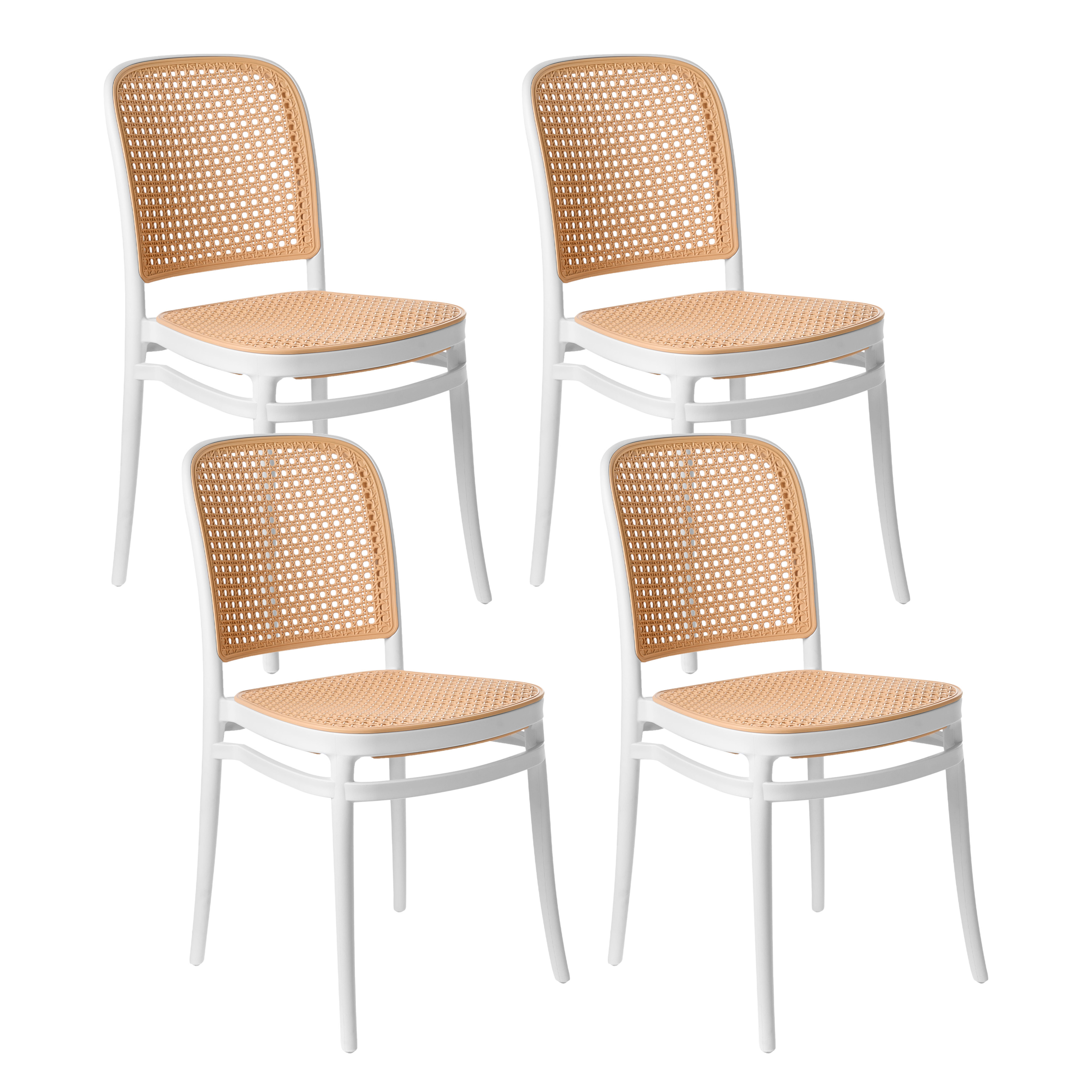 Set de 4 scaune de grădină PLOSE Alb/Bej 4buc