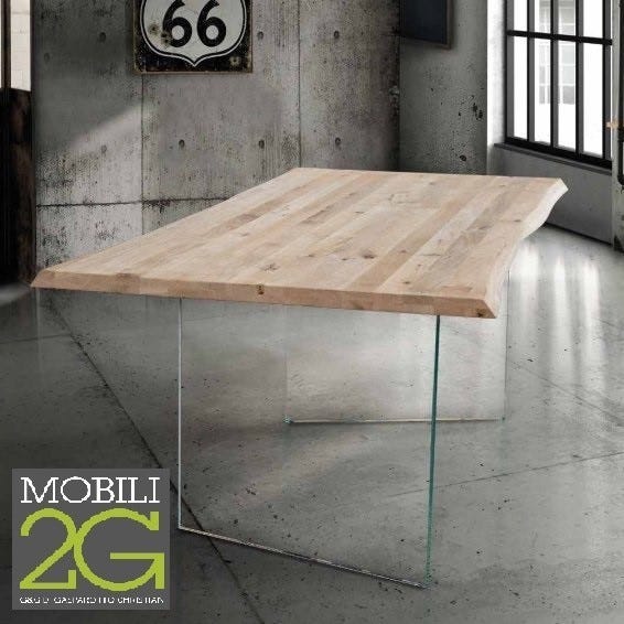 MOBILI 2G TAVOLO FISSO IN LEGNO ROVERE MASSELLO 160x90 spessore