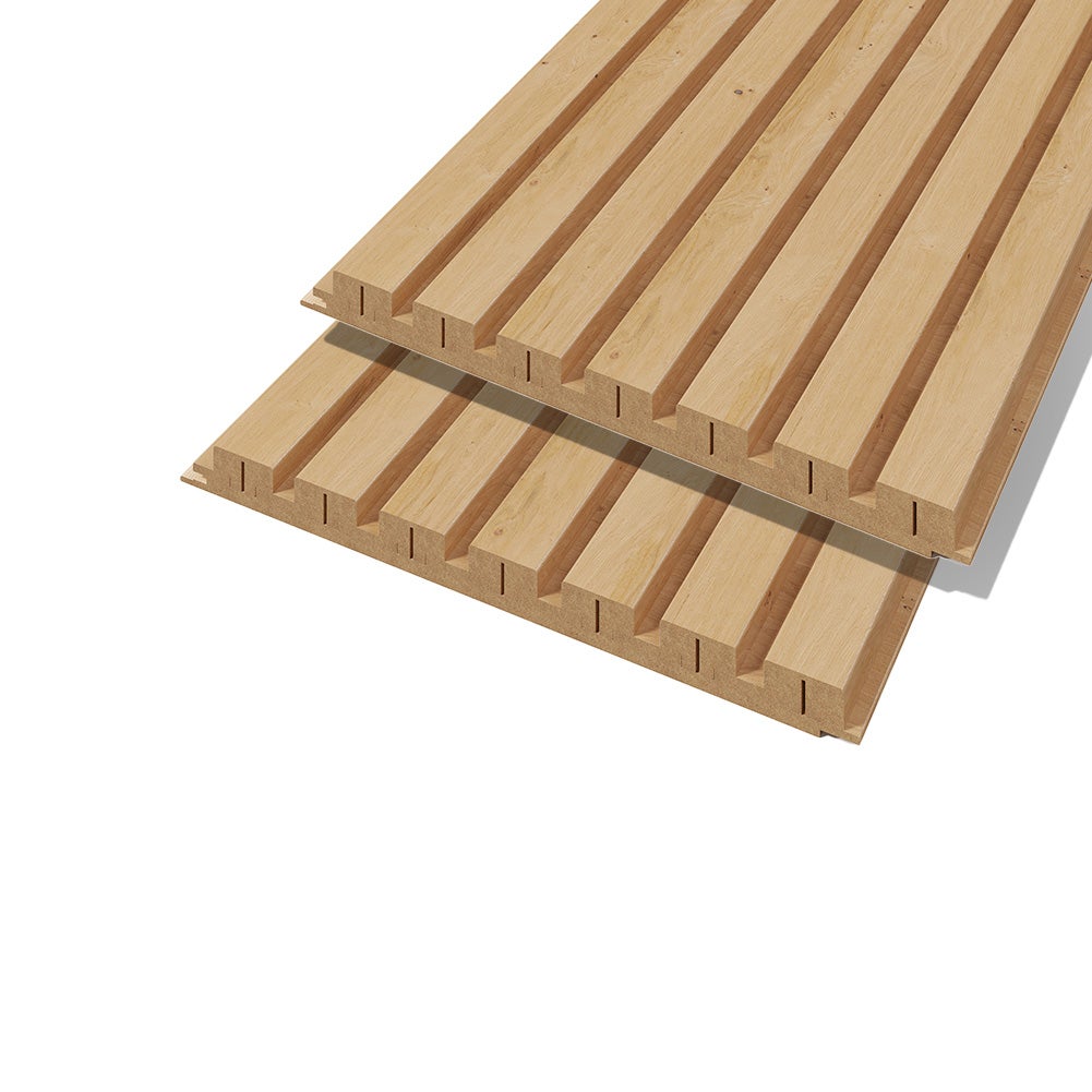 Lot de 2 demi-Panneaux mural décoratif lamelles MDF chêne clair 1250 x 287 x 20 mm-0,72 M2 PEFC 70% - 2