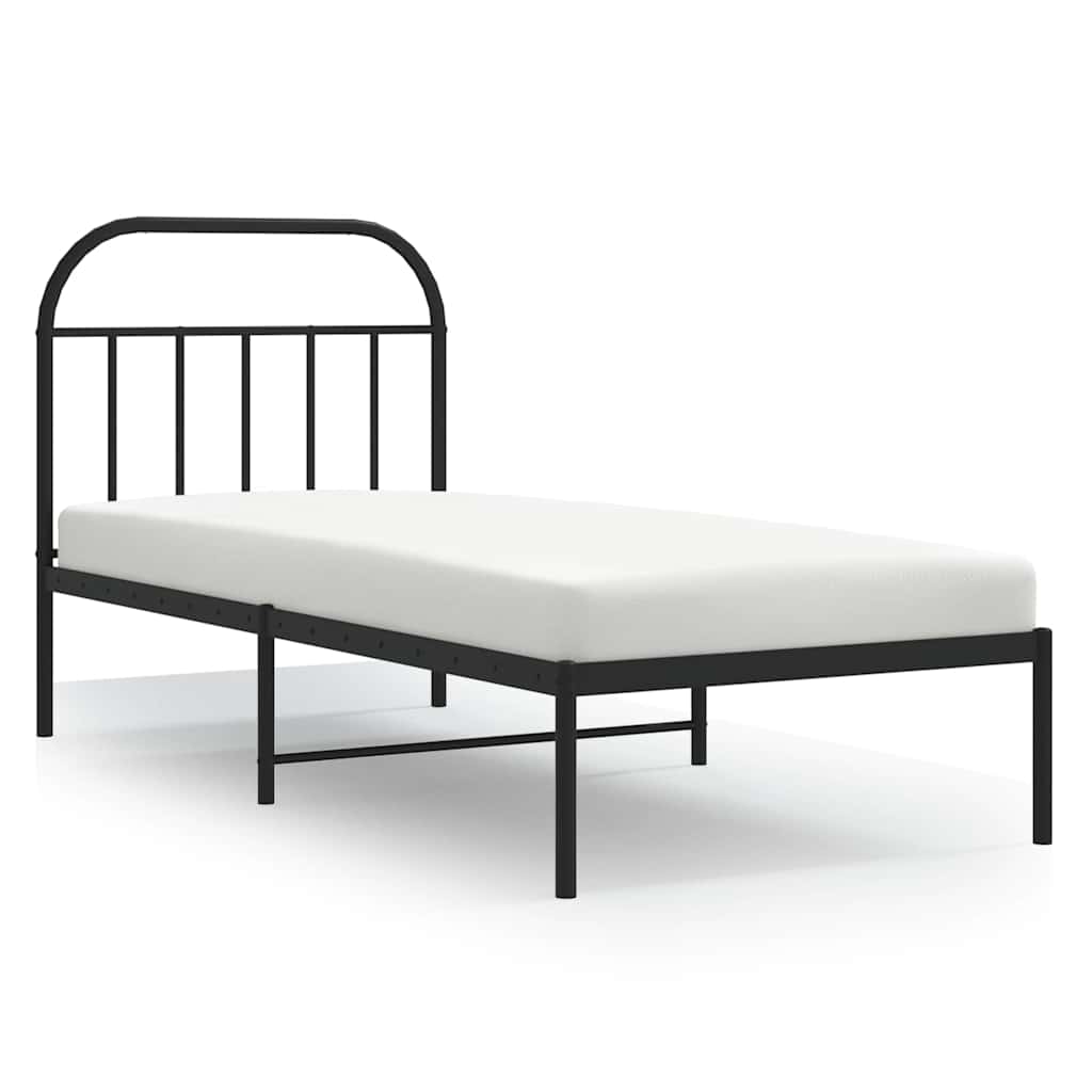 Łóżko Metalowe Czarne Rama Łóżka Ze Stelażem Do Sypialni Pokoju 90x200 cm