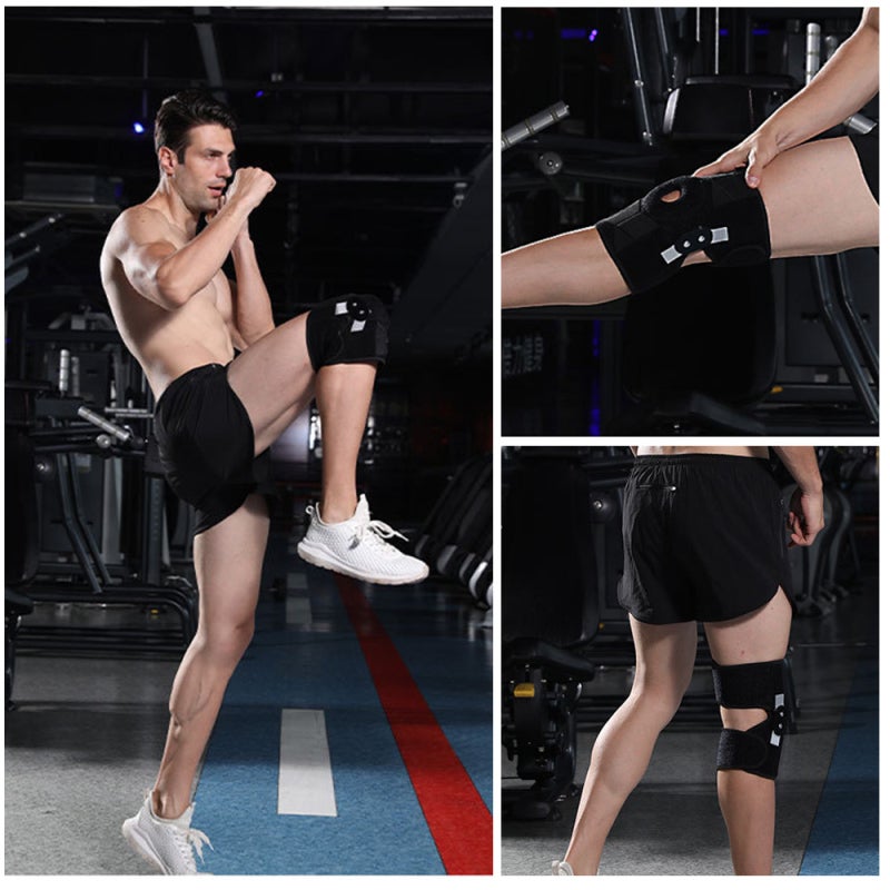 Genouillère de sport ajustable avec bandage de protection et stabilisateur latéral en métal - 2