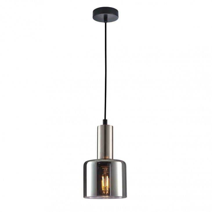 Lampa wisząca Santia srebrno-czarna 1xE27x40W nowoczesna wym: 94,5 x 12 x 12 cm szkło Italux