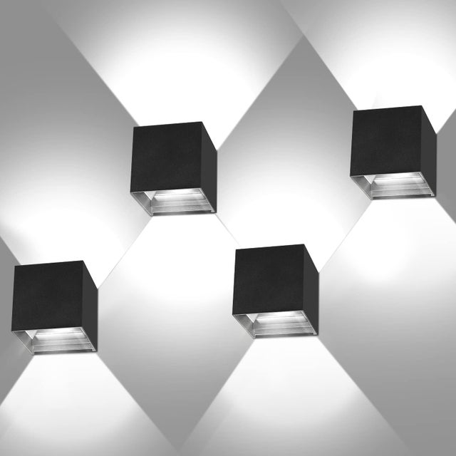4 unidades 12W para cima e para baixo luzes de parede externas 6500K moderna iluminação de parede LED IP65 à prova d'água para varanda/pátio