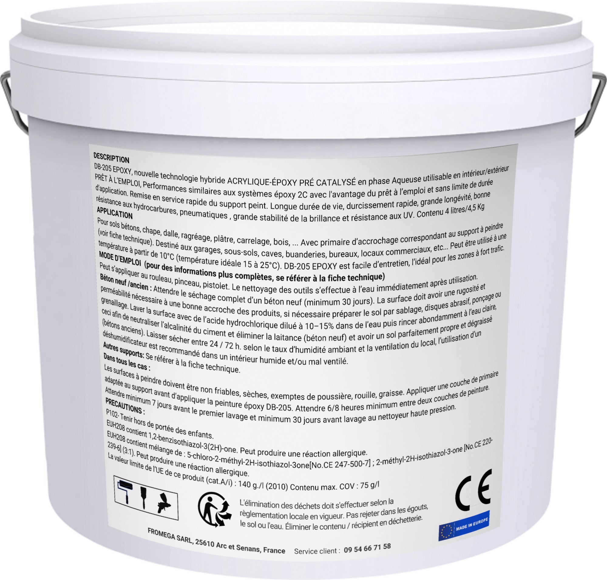 Peinture RESINE EPOXY pour sol béton Garage - Gris fenêtre 4,5KG (30 à 40m²) PRET A L'EMPLOI - Trafic intense - Etanche et résistant - 6