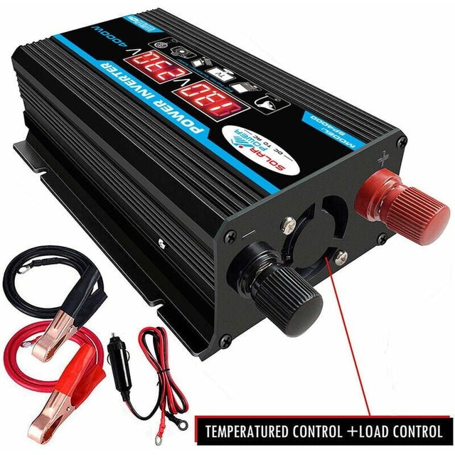 Convertisseur 12V 220V Pur Sinus 4000W Onduleur à Onde Sinusoïdale Pure Transformateur avec Télécommande & Double AC Prises de Courant