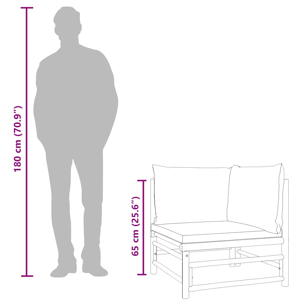 Maison Exclusive - Divano Angolare da Giardino con Cuscini Grigio CMaison Exclusive - aro Bambù - 8