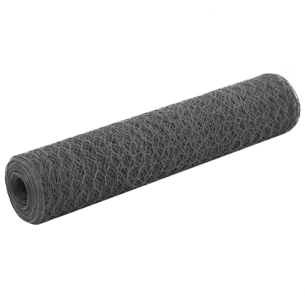Ogrodzenie z siatki, stal i PVC, 25x0,75 m, szare vidaXL