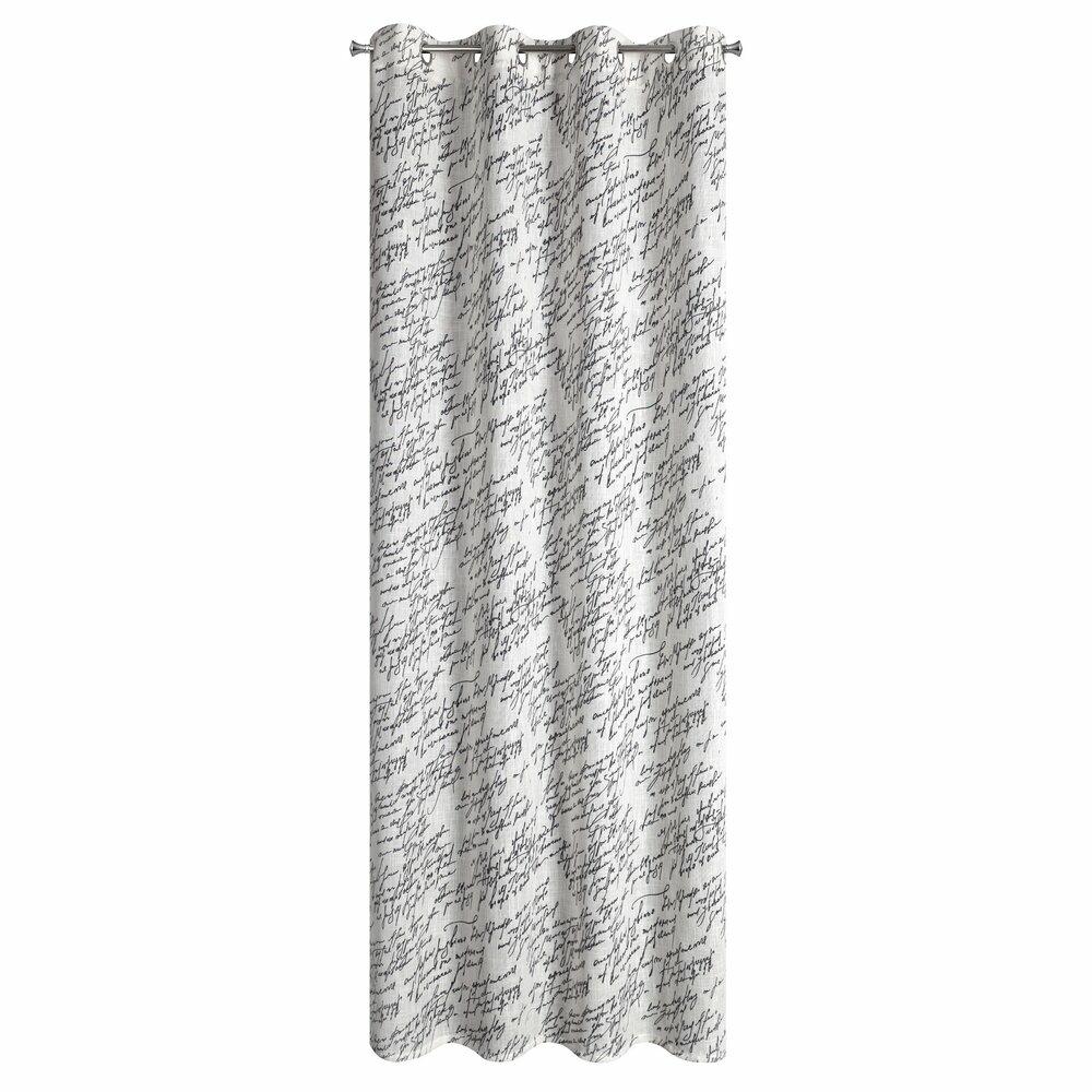 Zasłona EDITH EUROFIRANY 140x250 cm czarne napisy przelotki 1 szt.