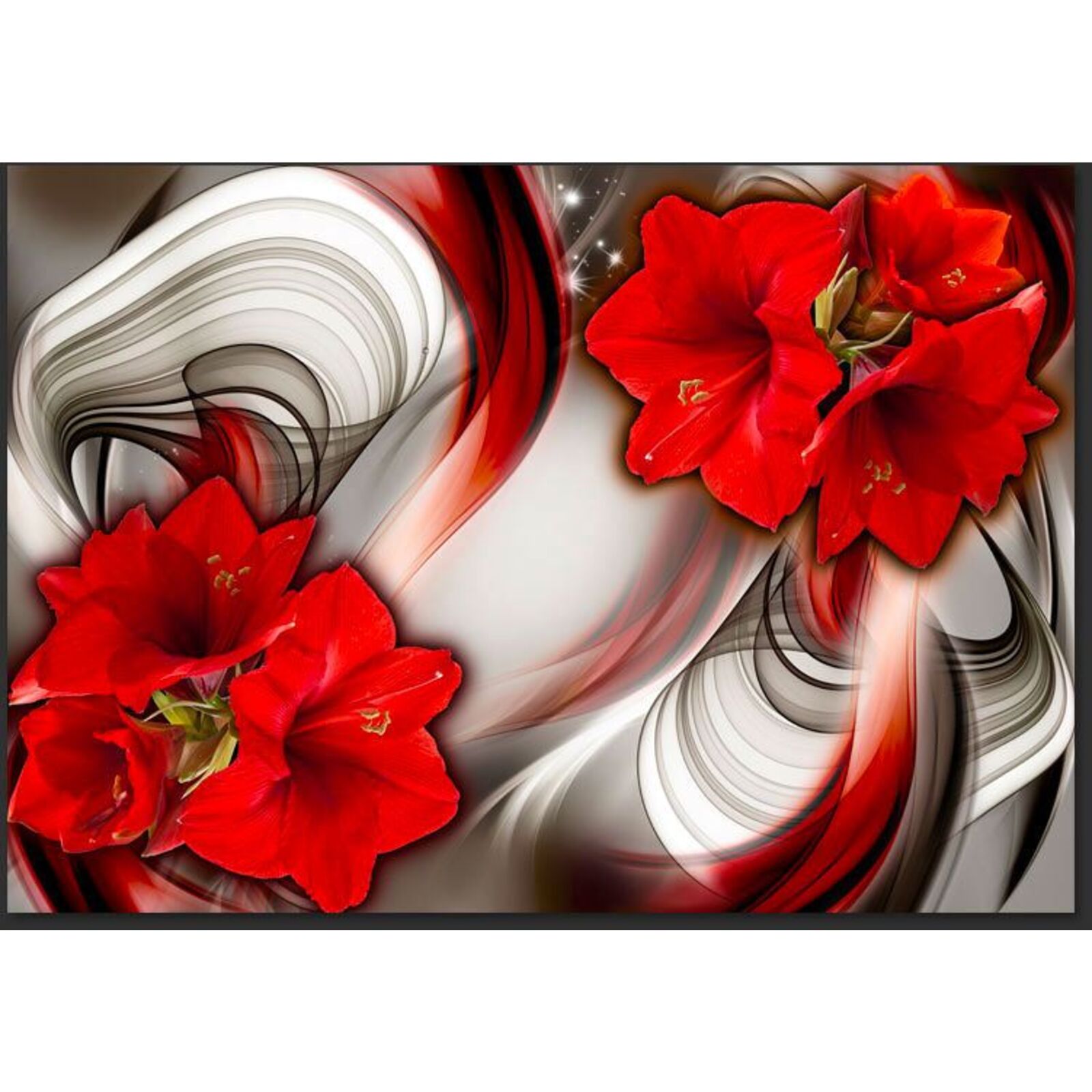Papier peint ballade d'amaryllis du rouge - 200 x 140 cm - 2