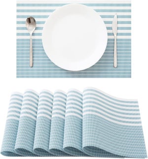 Lot 4 Sets De Table PVC Lavables Table Ronde - Blanc Gris - HomEdge