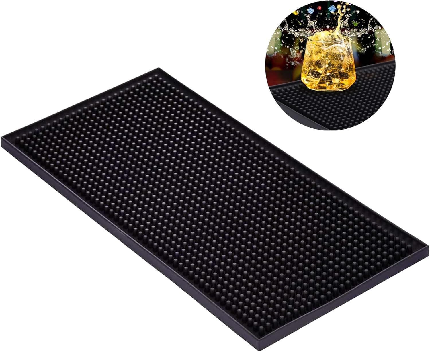 Mata barowa 30 x 15 cm, gumowa, mata do suszenia naczyń, mata pod filiżanki do kawy, szybkoschnąca mata barowa zapobiegająca rozlewaniu