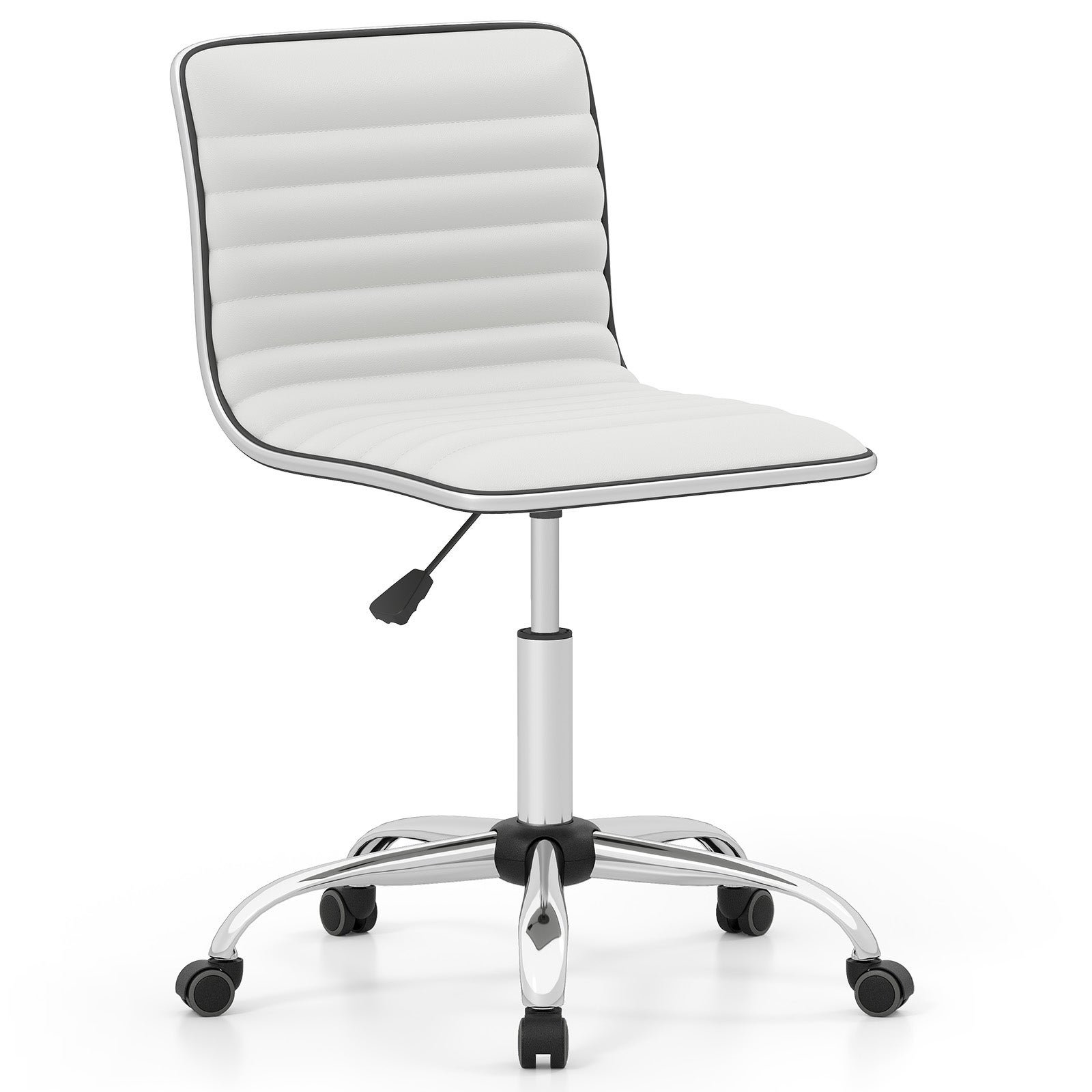 Ergonomiczne krzesło biurowe, krzesło obrotowe bez podłokietników, tapicerowane na kółkach, krzesło szefa, krzesło komputerowe,do domu, biura, białe