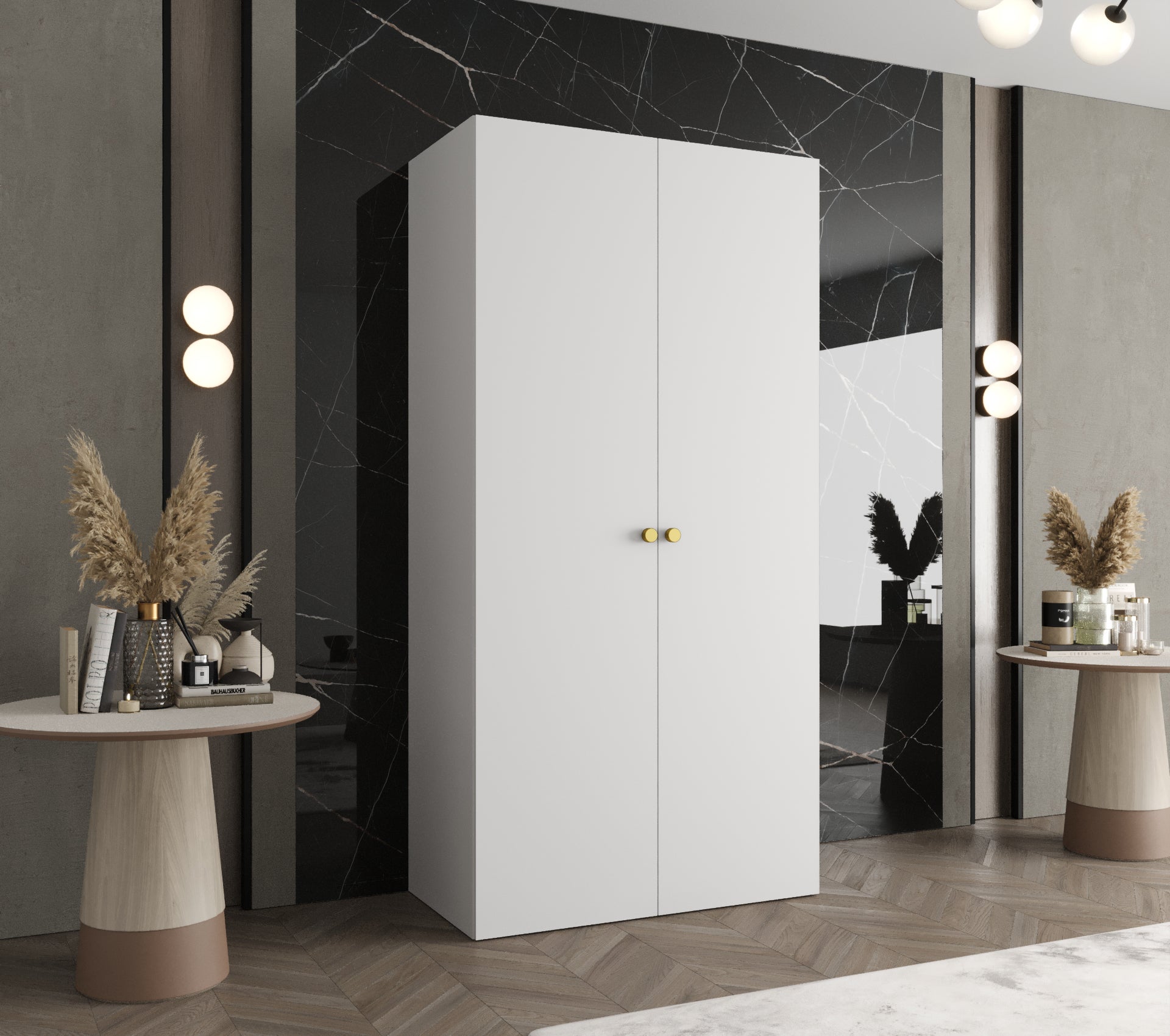 Szafa uchylna otwierana Parma 1 100 x 52 x 202 cm biały + u. złoty Abiks Meble - 2