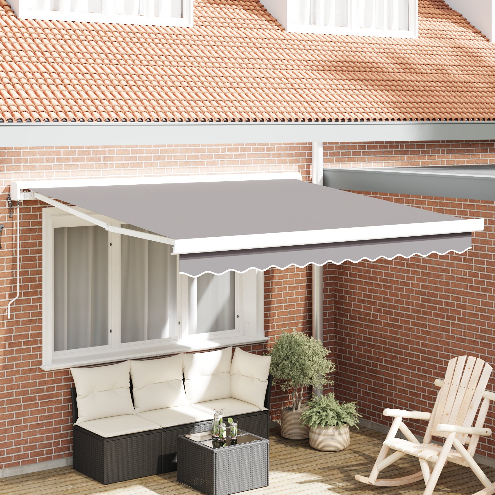 Toldo retráctil automático vidaxl gris claro 350x250 cm, tela de reemplazo para toldo vidaxl de 3.5x2.5 m marco gris claro