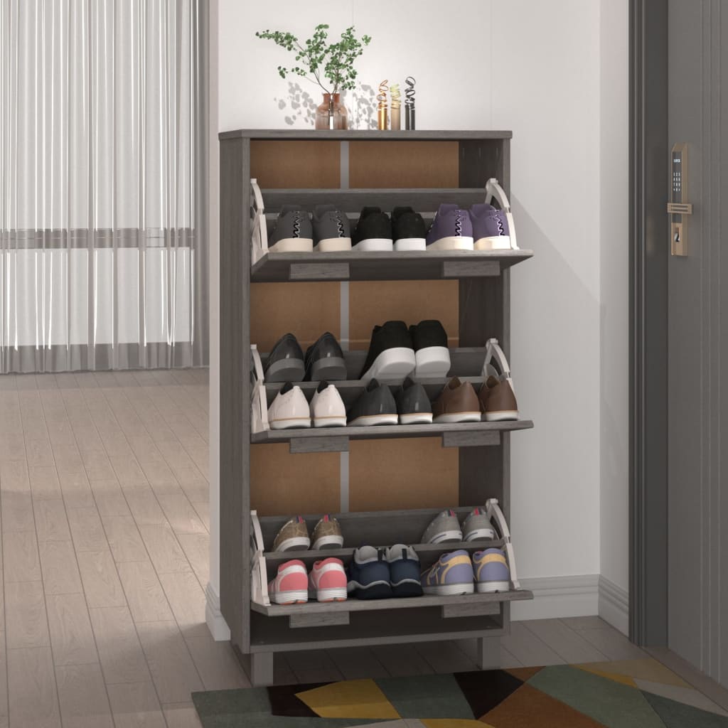 Armoire à chaussures HAMAR Gris clair 59,5x35x117 cm Pin massif - 6