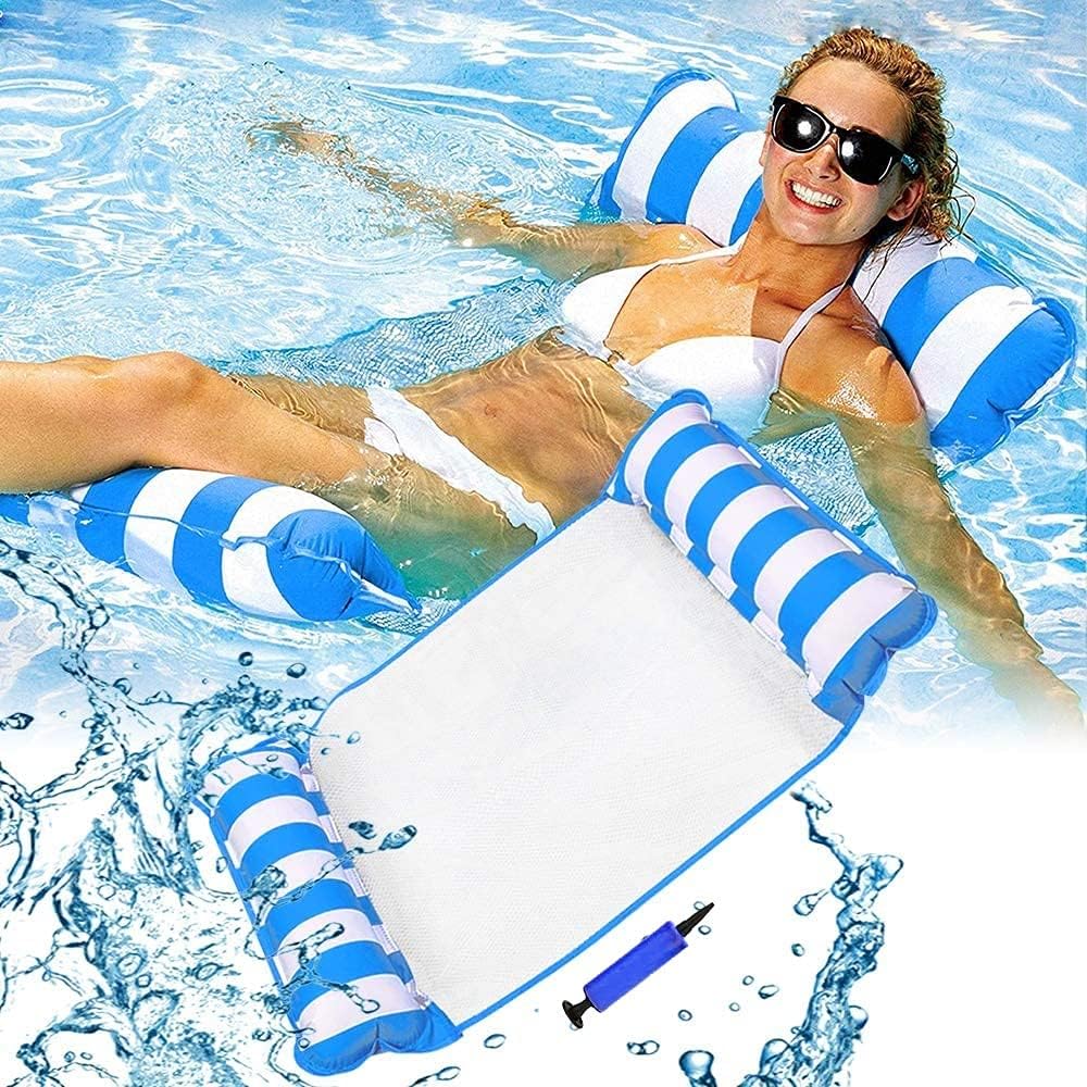 Hamak pływający do basenu 130 cm, siedzisko 4 w 1, leżak, hamak, materac dmuchany, mata plażowa z regulacją nachylenia, mata do jacuzzi