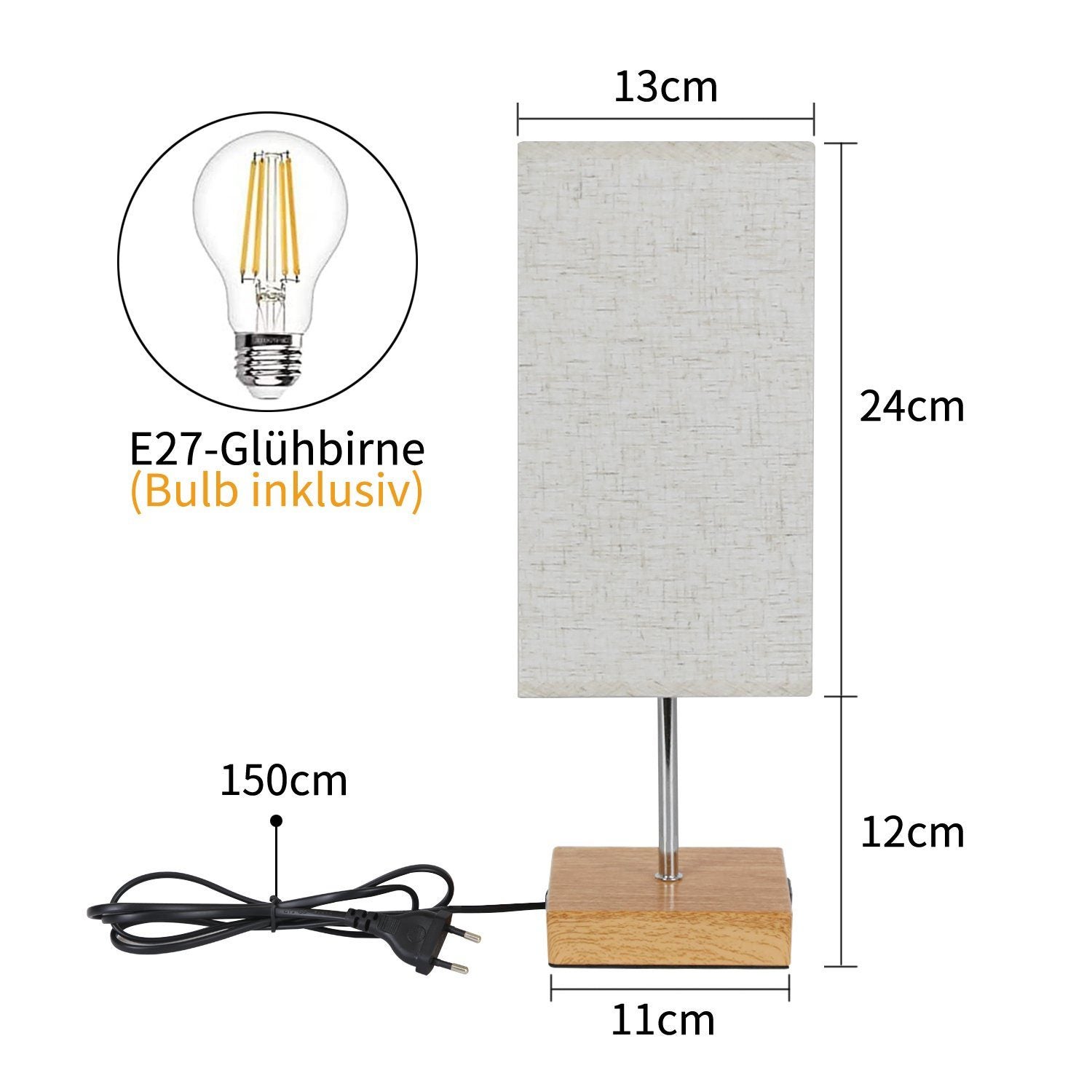 NETTLIFE Lámpara de Mesa Táctil Regulable USB E27 Vintage con Función de Carga con Puerto de Carga USB y Tipo C sin Bombilla - 5