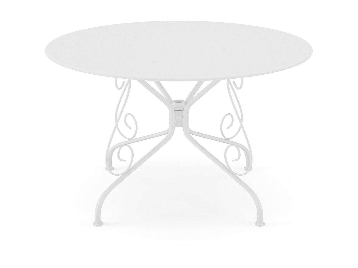 Stół ogrodowy metalowy o śr. 120 cm z efektem kutego żelaza - Biały - GUERMANTES marki MYLIA