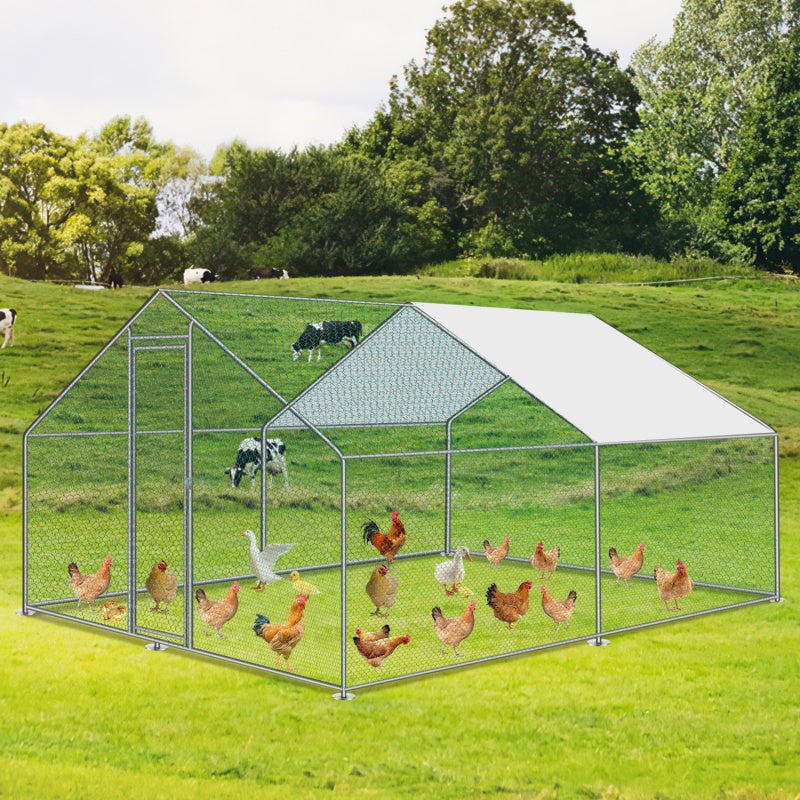 Recinto para galinheiro com rede metálica 3x2x2 m com segurança e tecido PE impermeável, para galinhas, pequenos animais - 9
