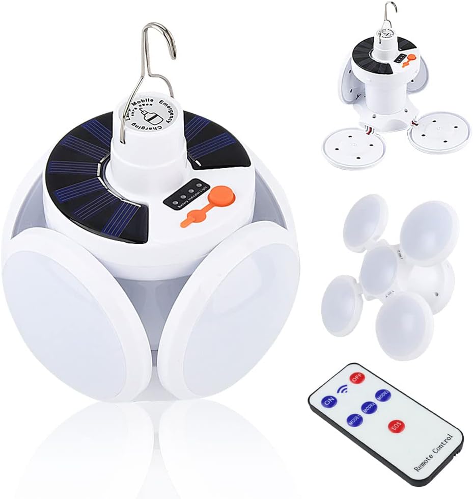 Lampe Solaire Extérieure 300W – Rechargeable, Portable Avec Télécommande Et Fonction Powerbank Pour Camping