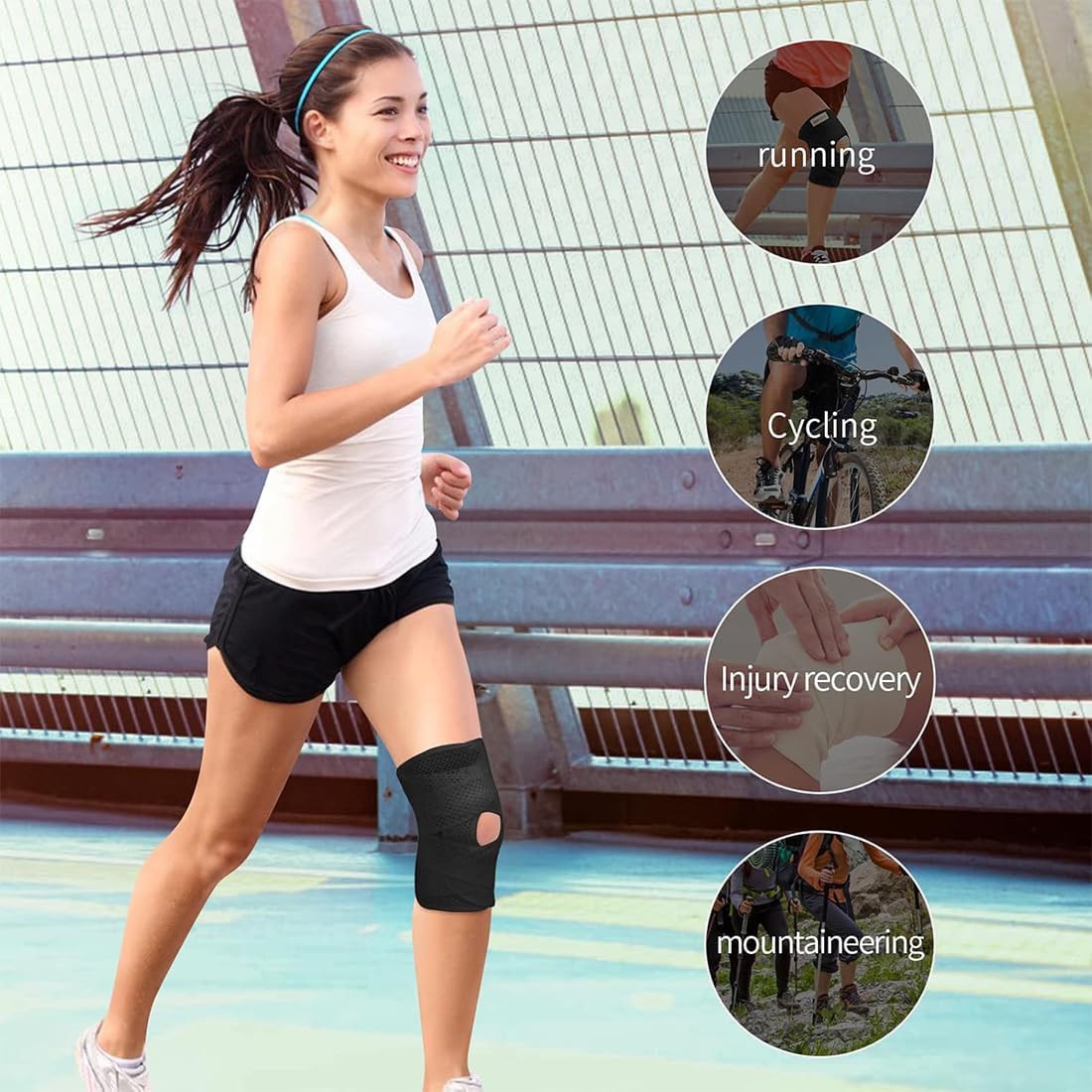 Genouillère Sport,Genouillère avec Stabilisateurs Latéraux,Réglable de Grande Taille Genouillère Rotulienne et Ligamentaire,Genouillere Arthrose Genou - 3