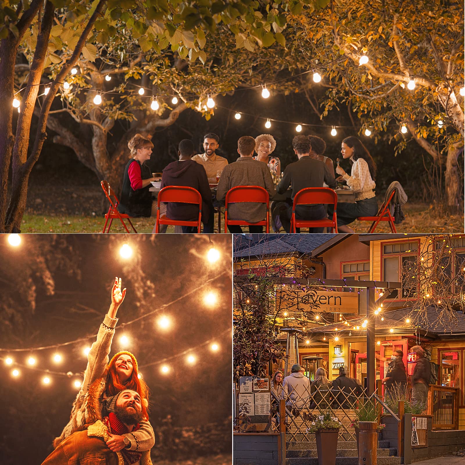 Guirlande Guinguette Extérieur 30M, Guirlande Lumineuse Exterieure avec 50 G40 LED Ampoules IP45 Imperméable, Blanc Chaud Chaîne Lumiere Exterieur - 6