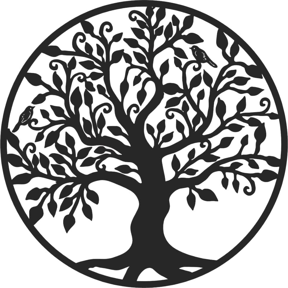 Miscow  Decoración De Pared Metálica, Marco Del Árbol De La Vida, Decoración De Pared Industrial Cuadro Moderno Original De Gran Tamaño Para Sala De Es Negra , Leroy Merlin