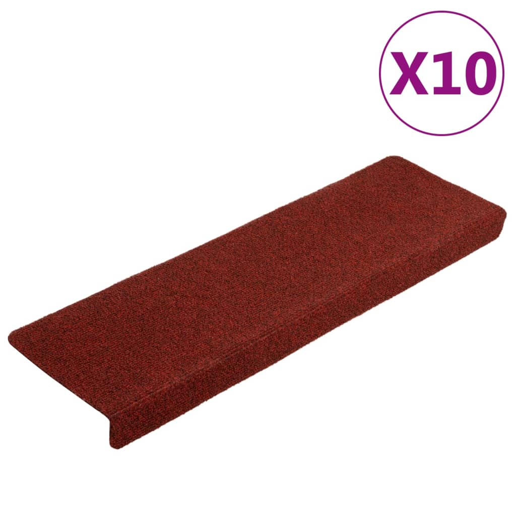Alfombrillas de escalera 10 uds | alfombras de escalera | tapetes de escalera rojo burdeos 65x21x4 cm cfw310778