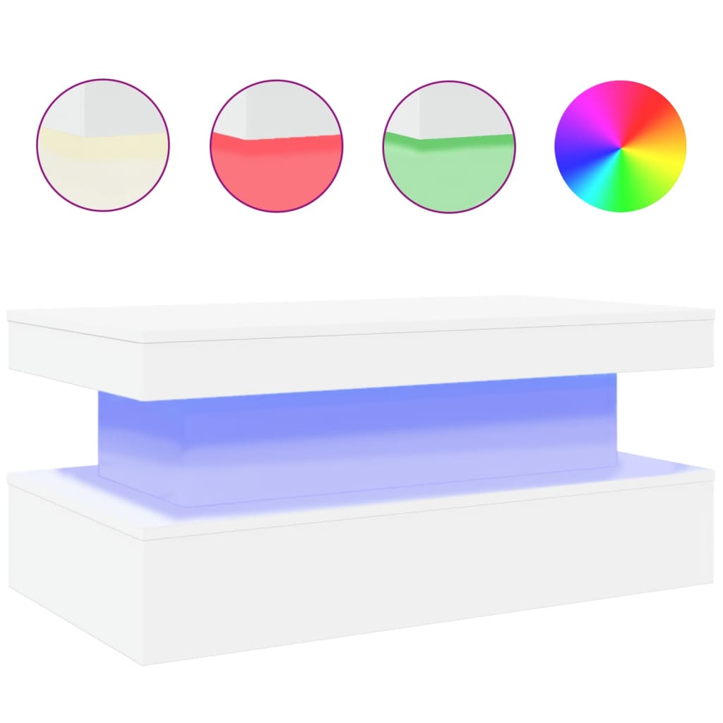 Maison Exclusive - Table basse avec lumières LED blanc 90x50x40 cm - 2