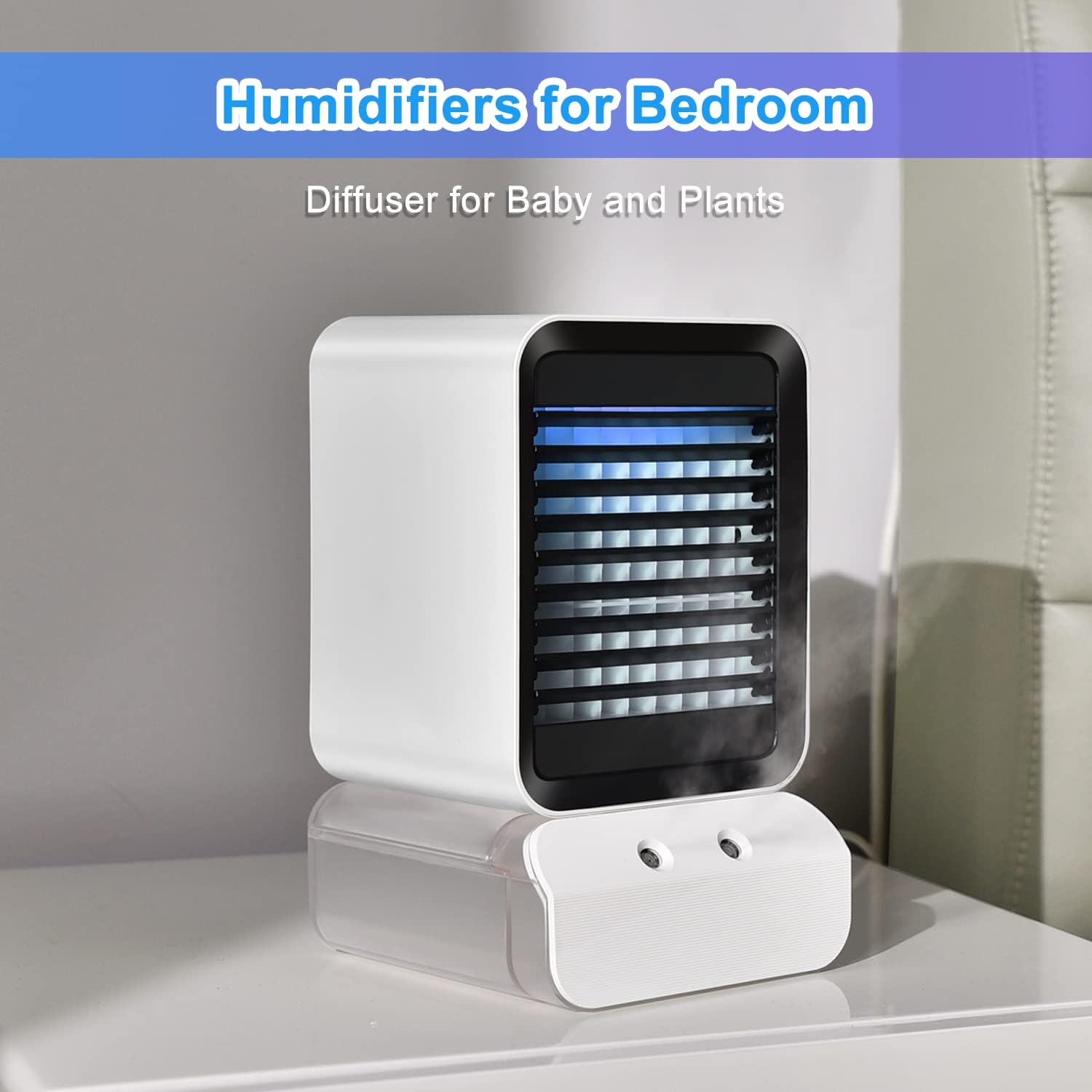 Petit Humidificateur d'air avec 600ML Réservoir d'eau USB Fan avec 7 ...