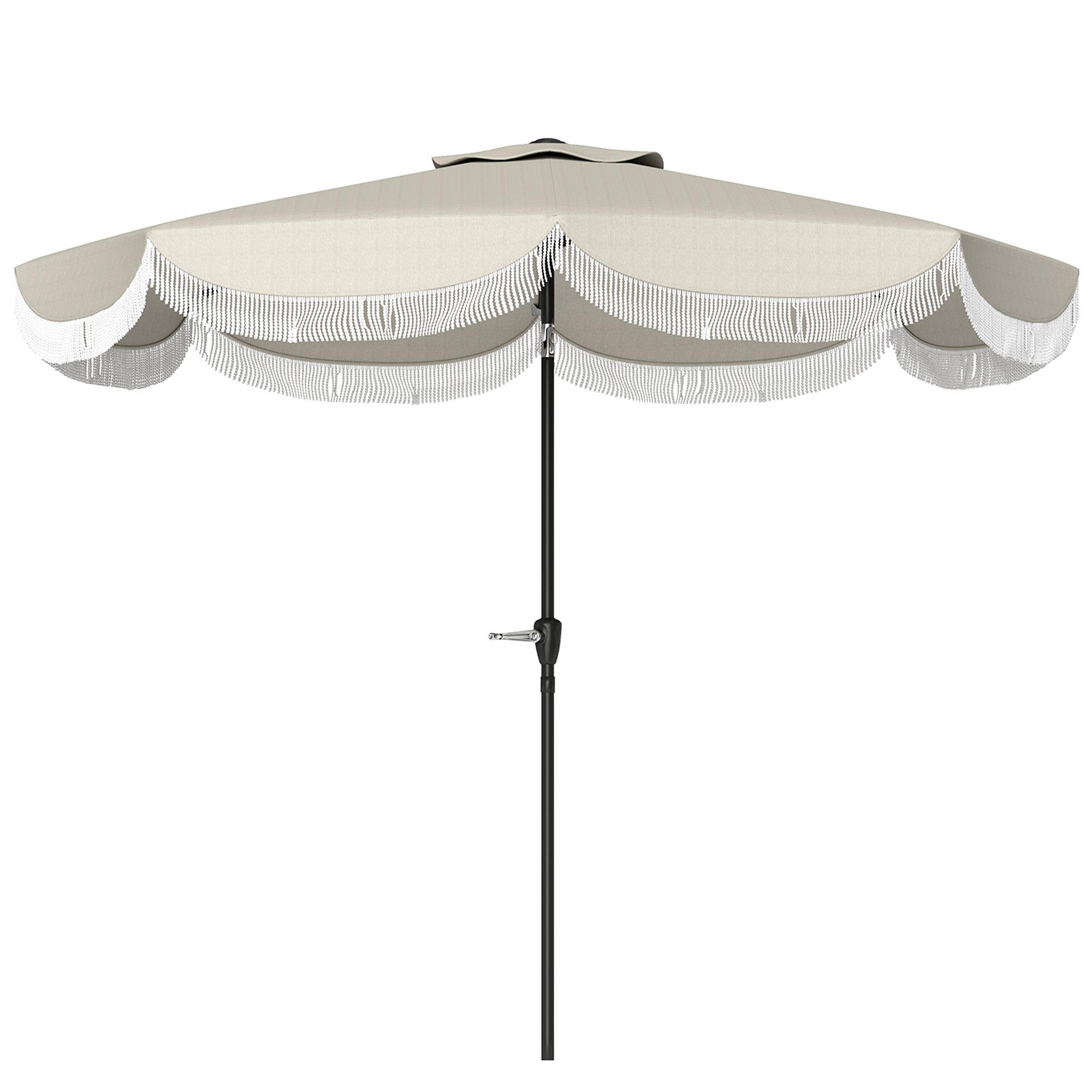 Outsunny Umbrelă de Grădină Rotundă 2,7x2,4 m cu Manivelă, din Metal și Poliester, Gri Deschis | Aosom Romania