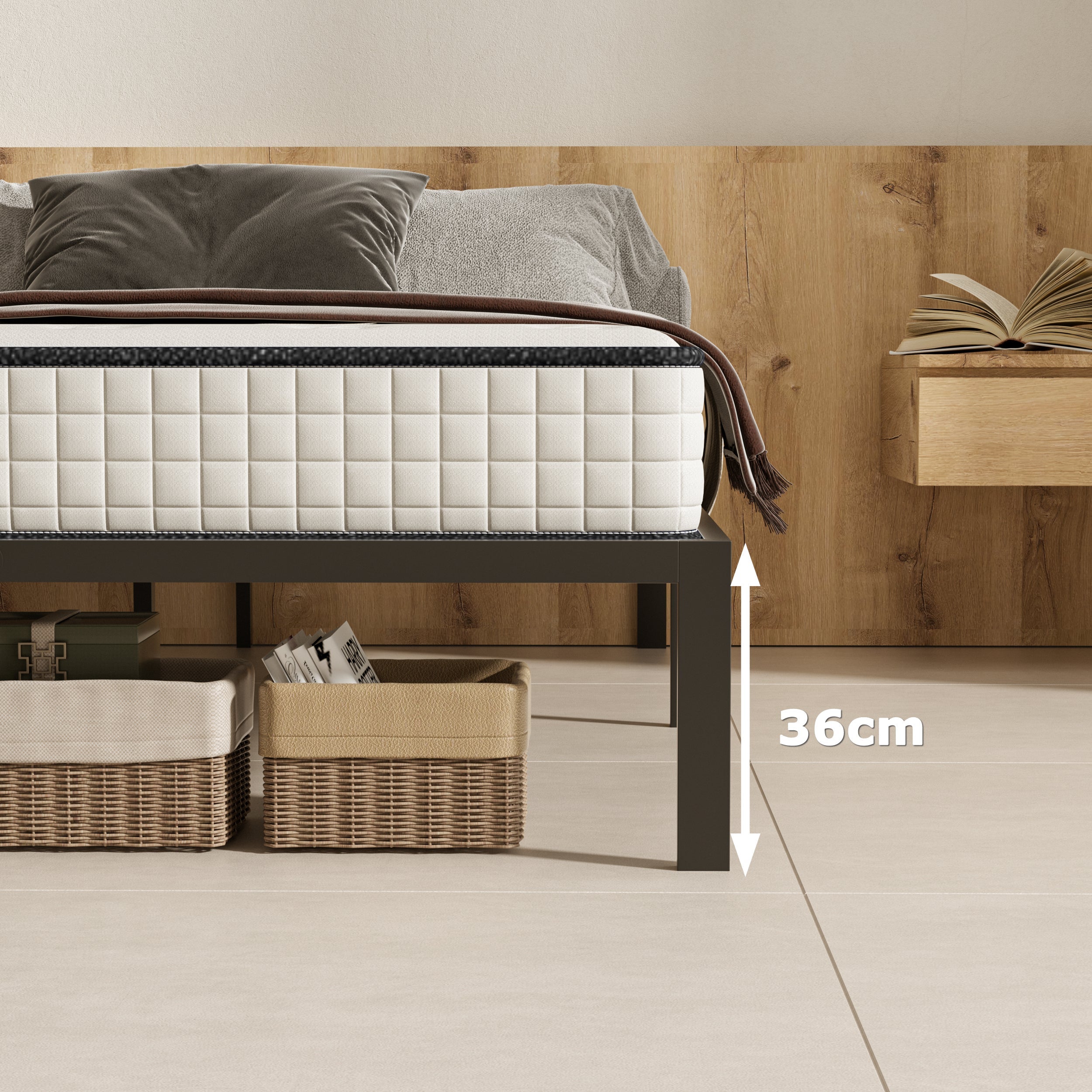 TEENO Lit en Métal 140x190cm, Noir - 3