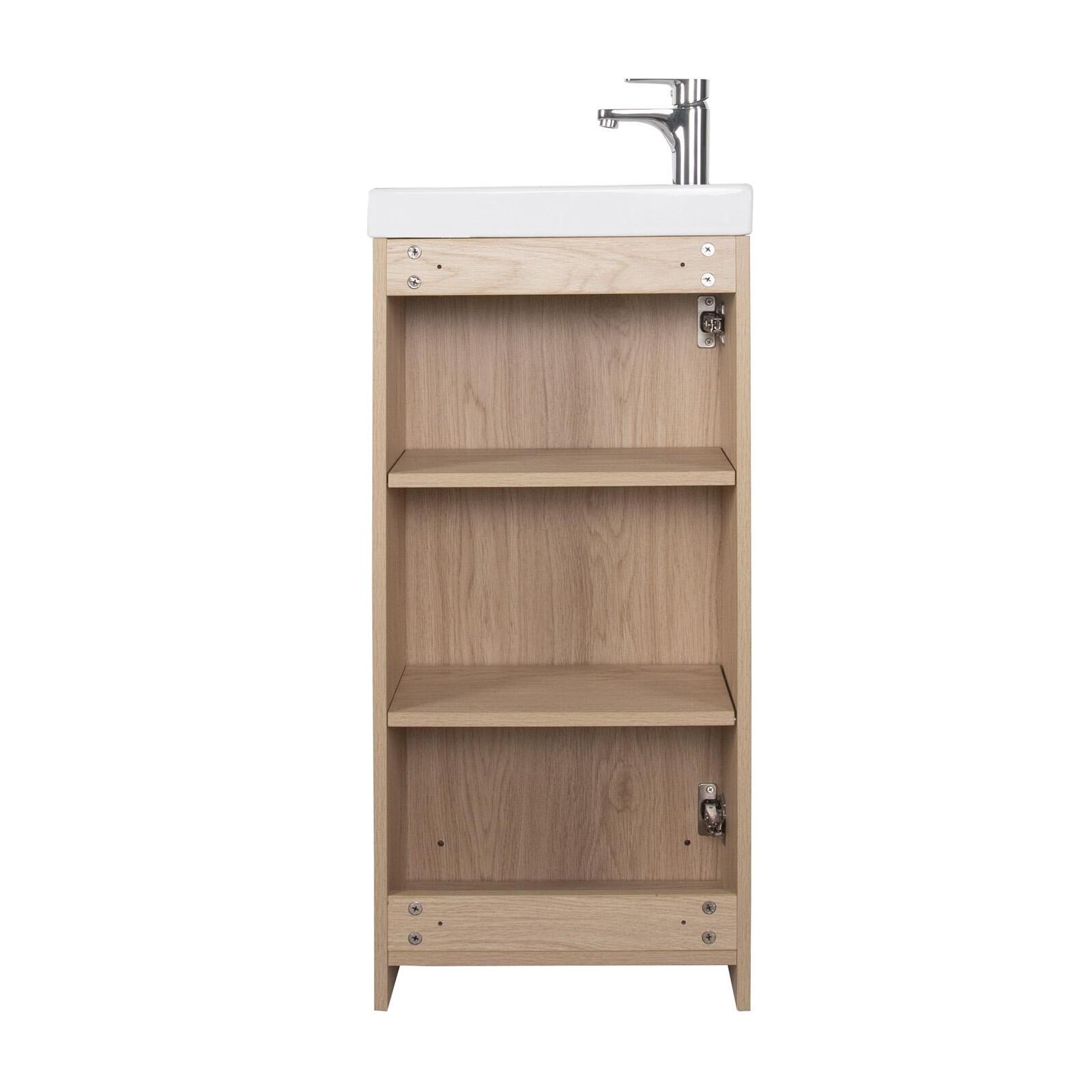 Meuble lave-mains sur pieds JOHANN décor chêne + vasque + robinet + miroir - 7