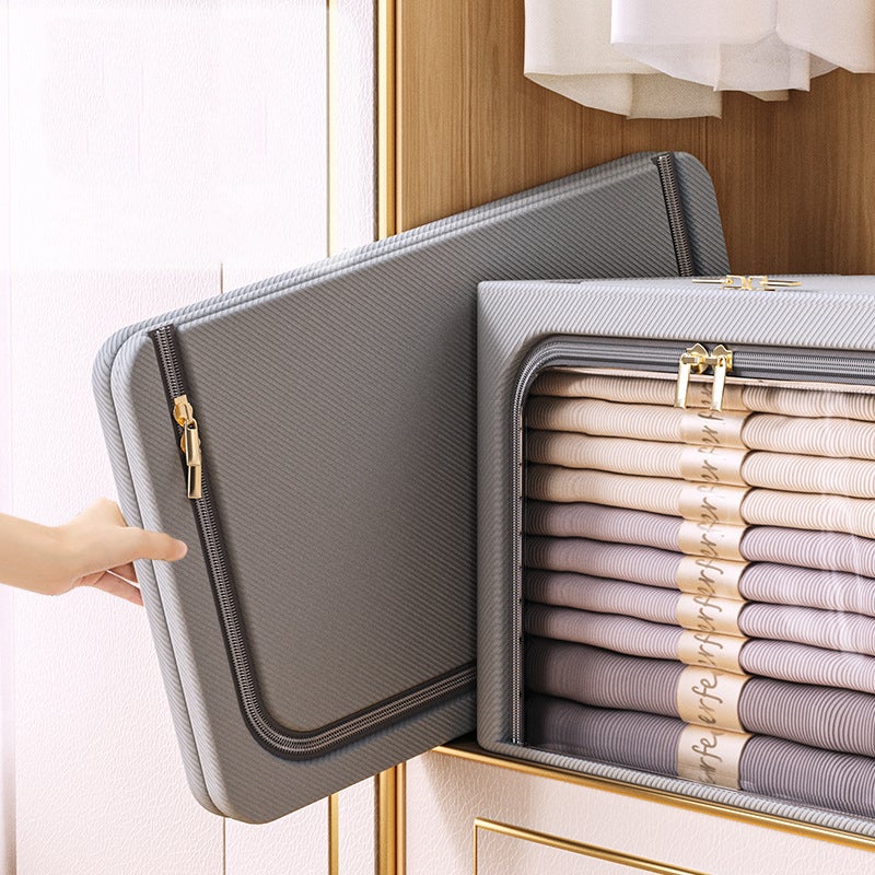 Caixa de armazenamento de roupa doméstica Cesta dobrável de guarda-roupa 24L 40 * 30 * 20 cm Cáqui - 8