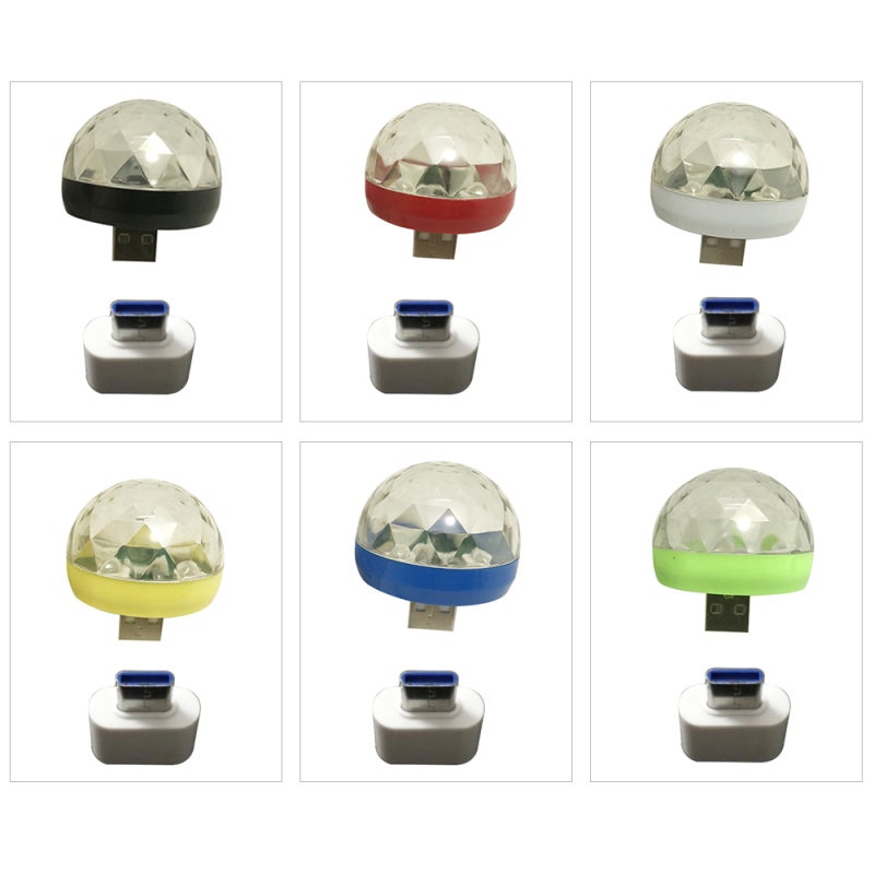 Luz de Disco Mini Rotativa con Puertos USB y Type-C Lámpara LED RGB ...