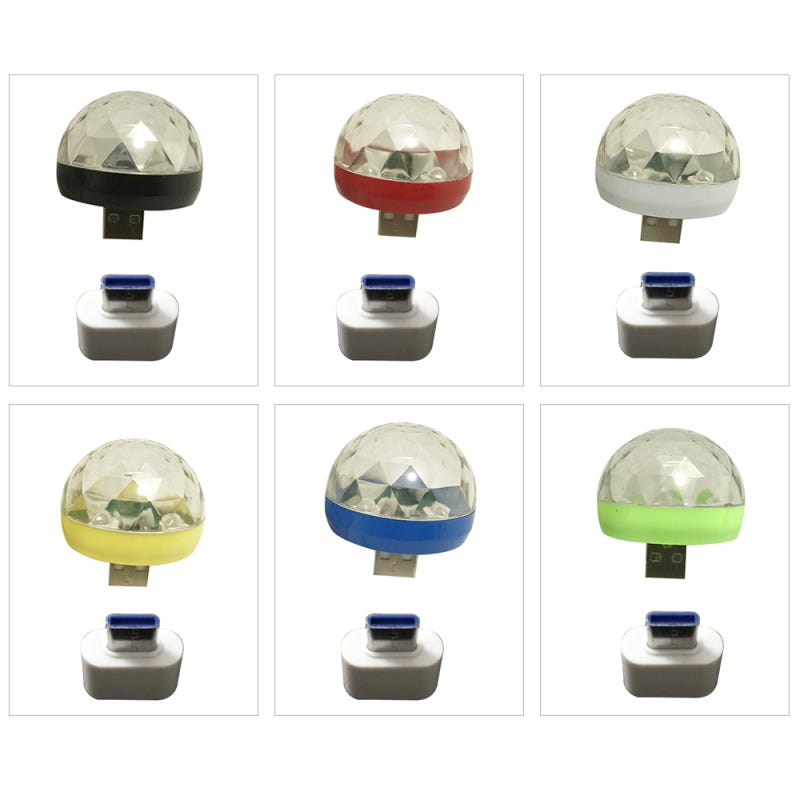 Luz de Disco Mini Rotativa con Puertos USB y Type-C Lámpara LED RGB ...