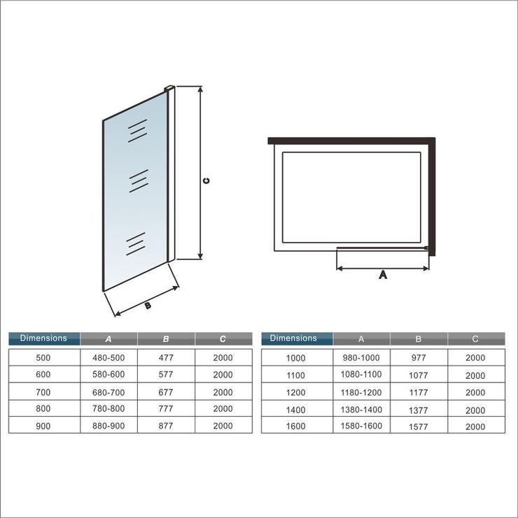 AICA paroi de douche 100x200cm modèle WBPR avec une barre de fixation 90cm - 5