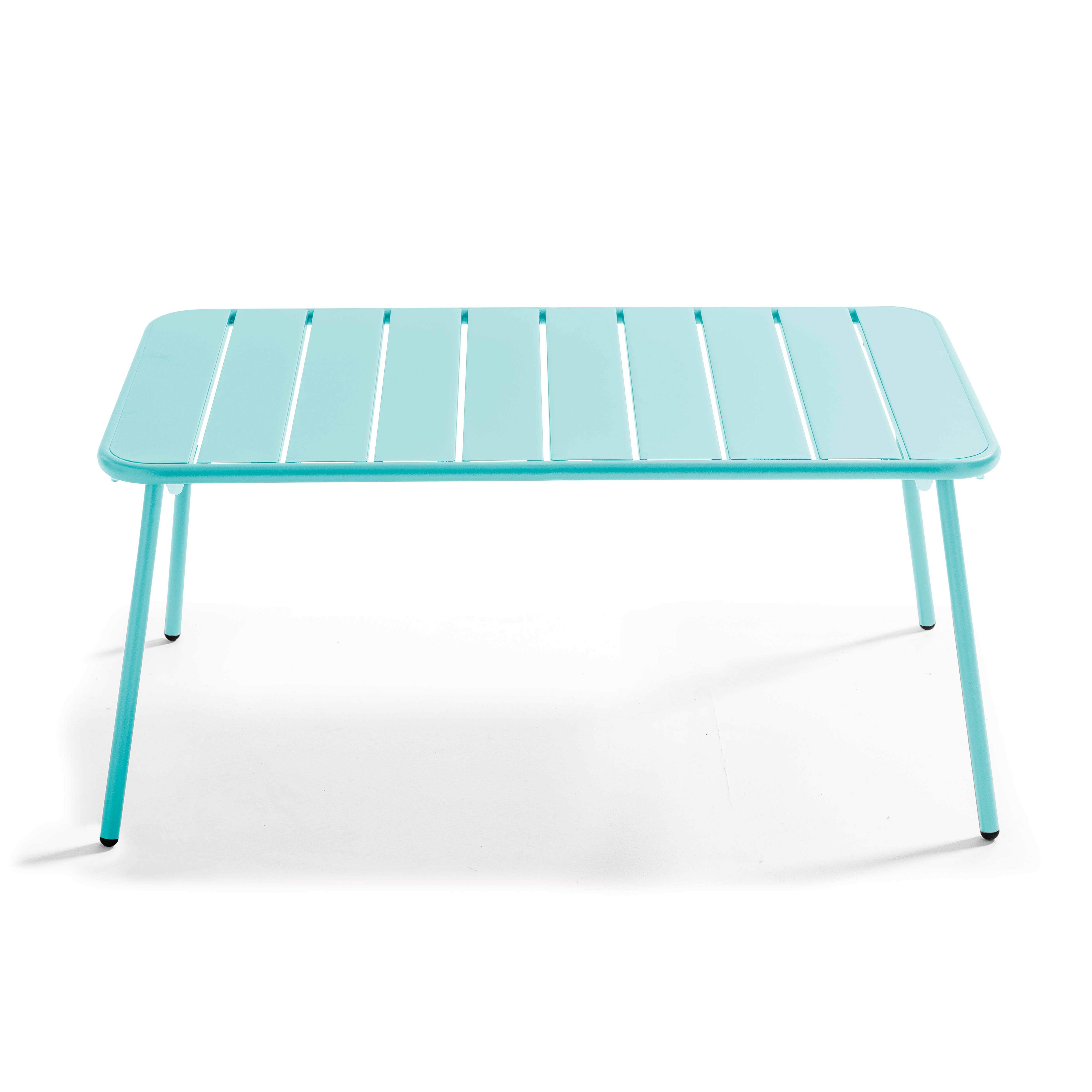 Table basse de jardin acier turquoise 90 x 50 cm , Palavas - Oviala - 4